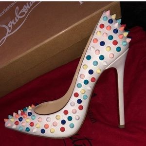 Christian Louboutin with colored spikes.